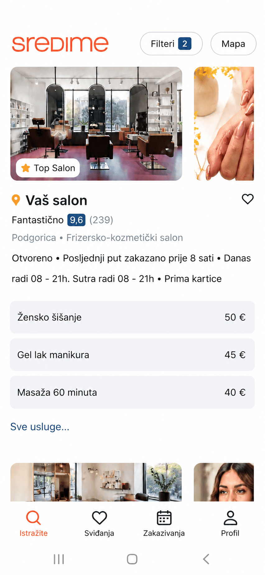 SrediMe Book klijentska aplikacija za zakazivanje termina